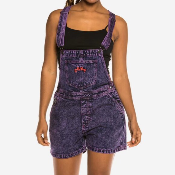 GRMY Purple flame shorts overalls - size small - Picture 1 of 5